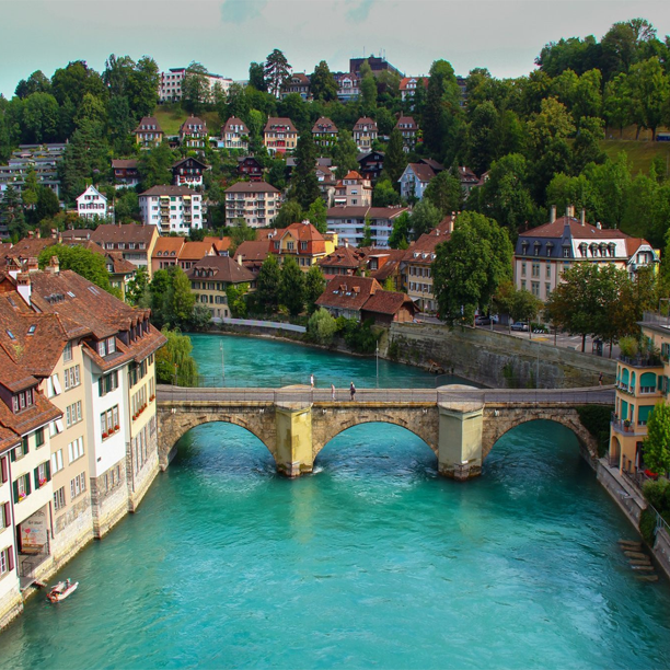 Historic old town of Bern with river Aare bridge, Switzerland Historic old town of Bern with river Aare bridge, Switzerland